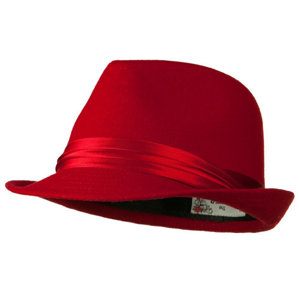 7542 Fedora with Pleated Satin Band - Red OSFM
